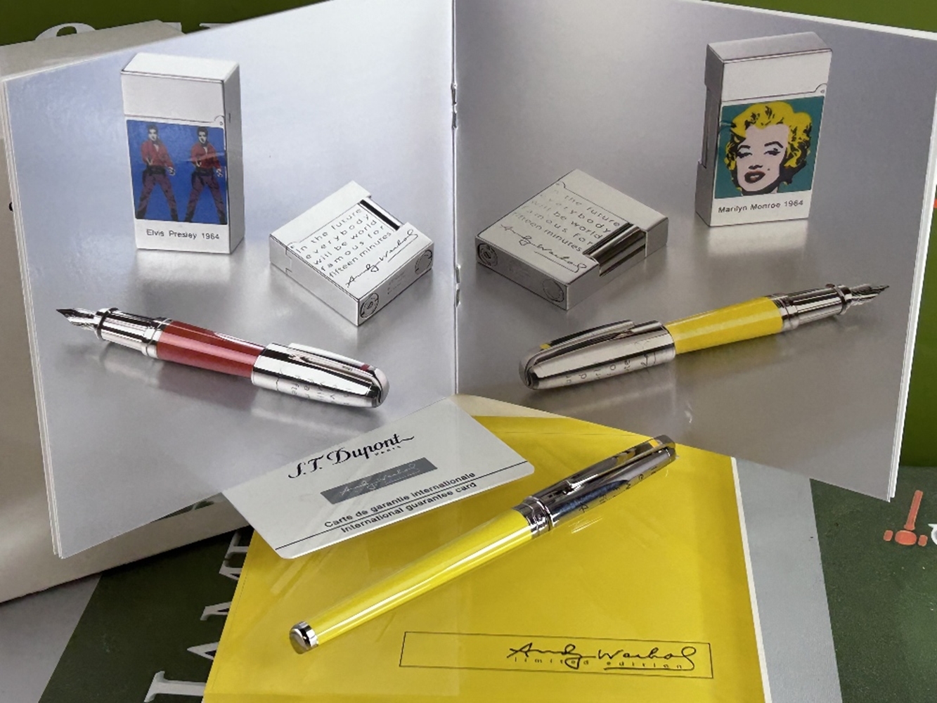 SOLD VIA BUY IT NOW PLEASE DO NOT BID-Rare St Dupont Andy Warhol Fountain Pen Yellow Box & Papers - Image 2 of 13