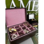 Ladies Jewellery Box Containing Misc Items Including Gold lots