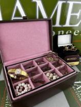 Ladies Jewellery Box Containing Misc Items Including Gold lots