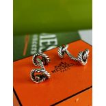 Hermes Paris Vintage Solid Silver Rope Design Cufflinks