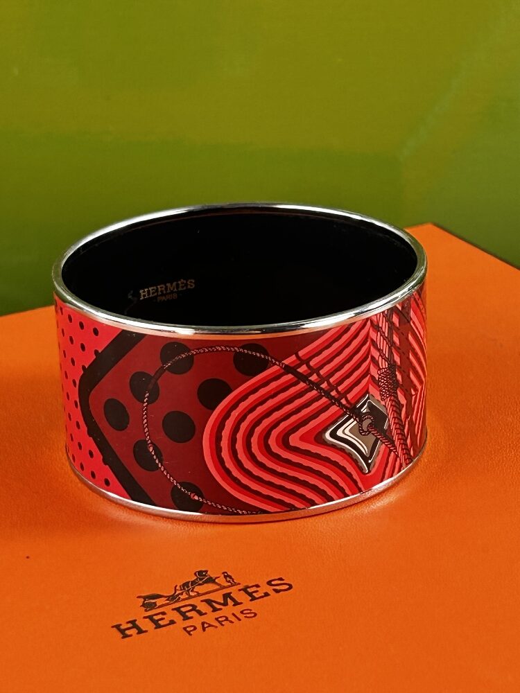 Hermes Paris Wide Enamel Monogram Bracelet - Image 5 of 6