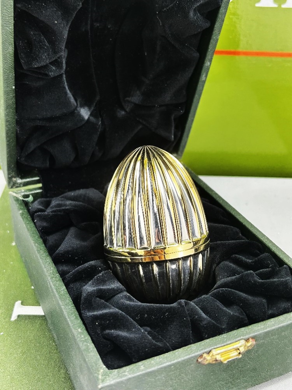 Faberg Solid Silver & Gold Plate Egg With Diamond Lily Of The Valley Brooch - Image 10 of 10