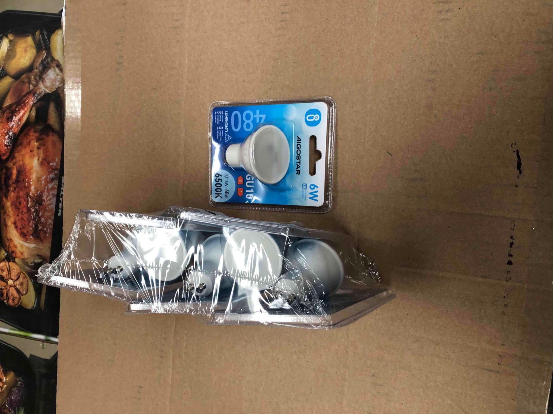 Boxed Brand new boxed GU10 LED light bulbs RRP £7.99 each Approx 30 in a box, value £240