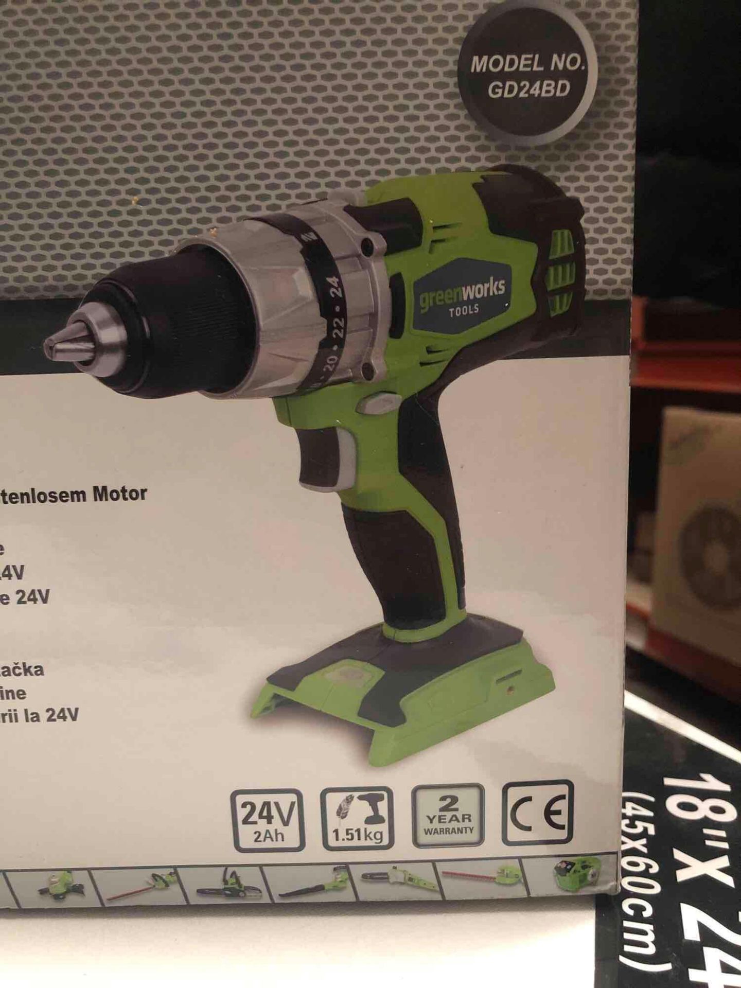 Boxed Green-Works tools Drill GD24BD RRP £64.99 - Image 2 of 3