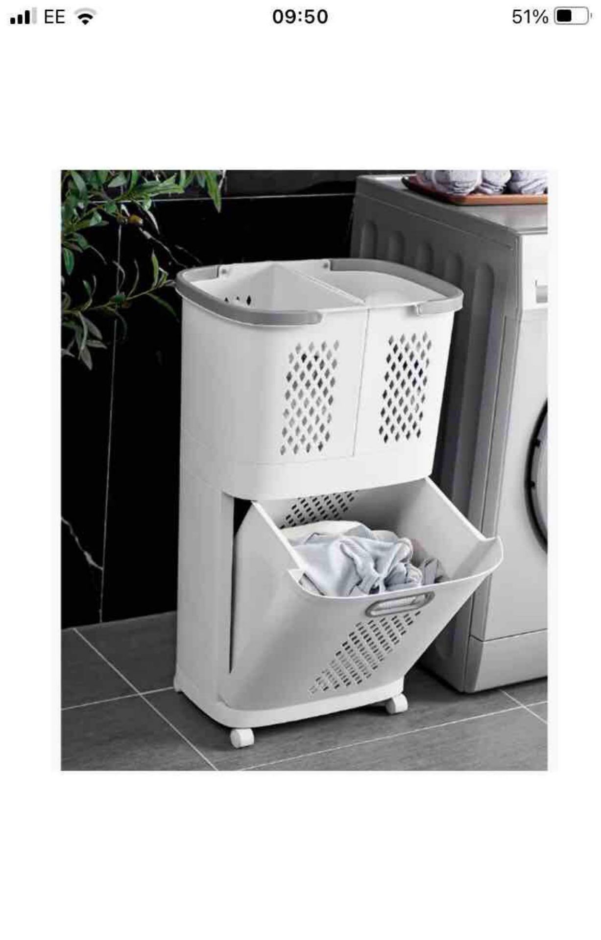 boxed moveable laundry basket RRP £29.99