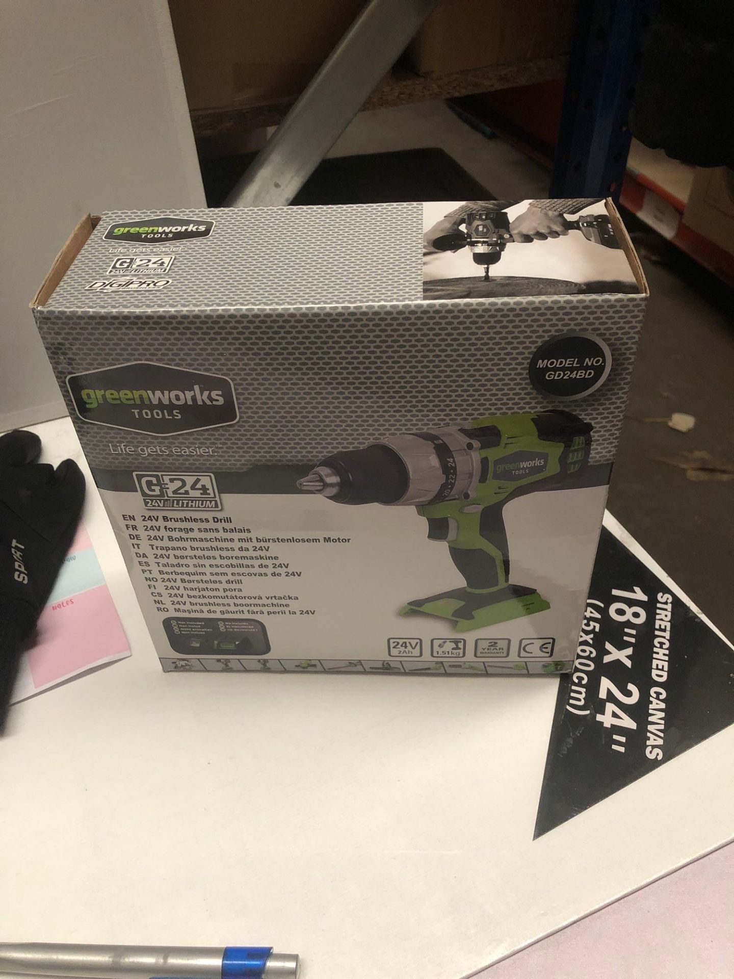 boxed Green-Works tools Drill GD24BD RRP £64.99 - Image 3 of 3