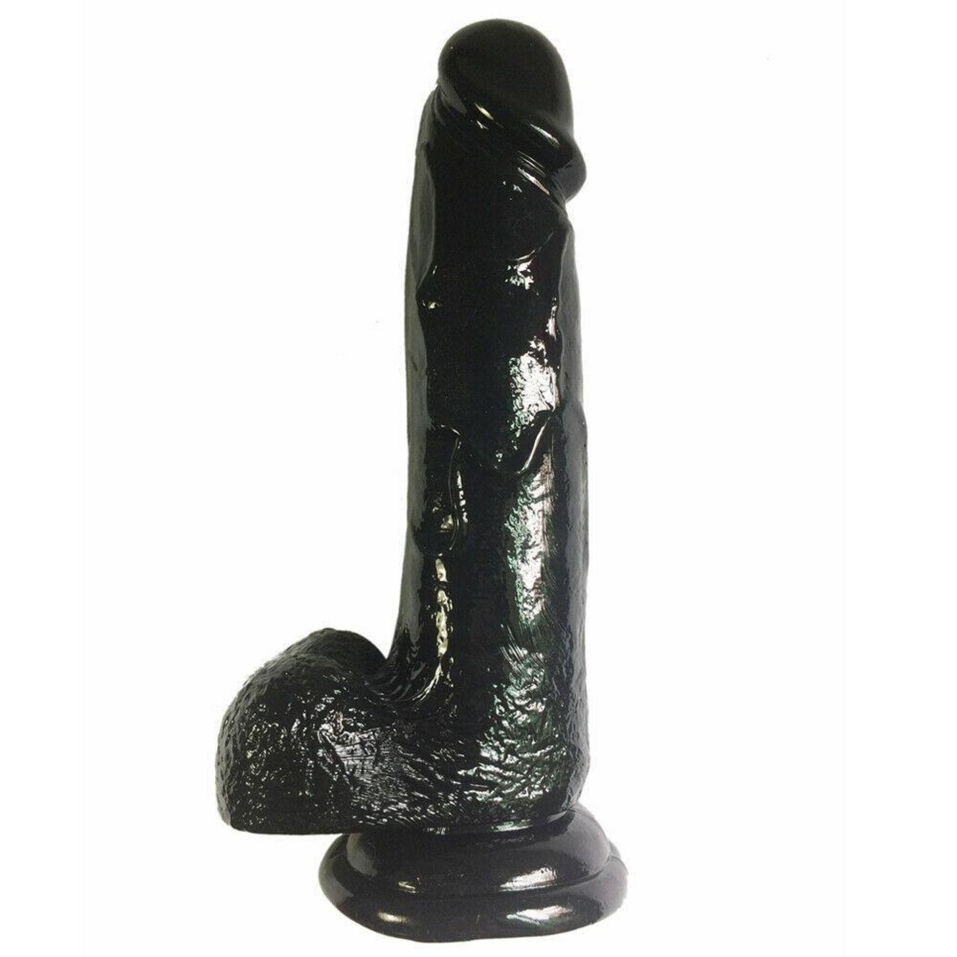 RRP �16.99 QS-D018L Suction Cup Large 8" Black Silicone Life like Dildo