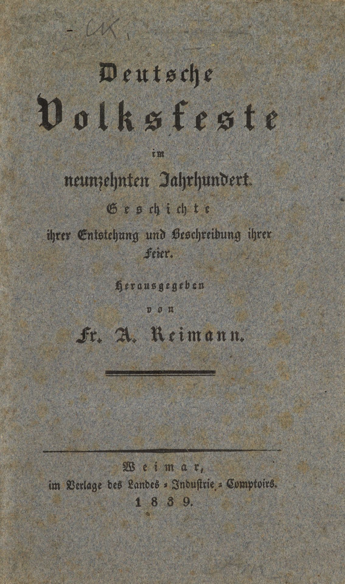 Volkskunde - - Fr. A. Reimann.