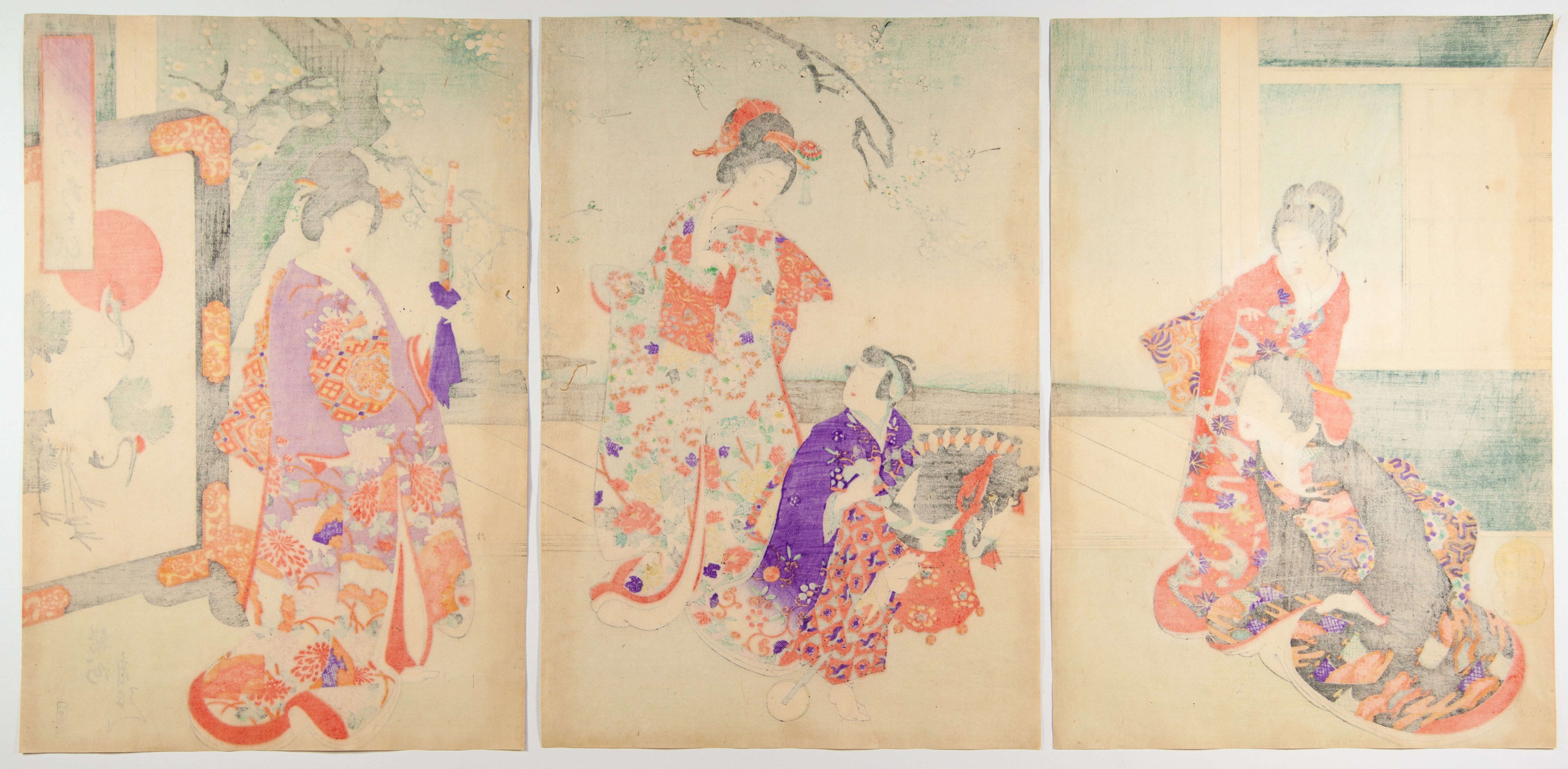 Chikanobu, Spring Pony, Original Japanese Woodblock Print - Image 2 of 2