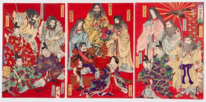 Chikanobu Yoshu, Emperors, Japanese Woodblock Print