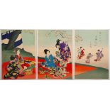 Chikanobu, Sakura, Original Japanese Woodblock Print