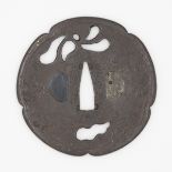 Iron Tsuba, Dragonfly Design, Japanese Metalwork