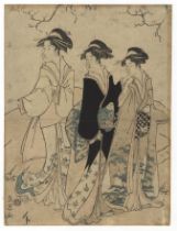 Chokosai, Cherry Tree, Original Japanese Woodblock Print