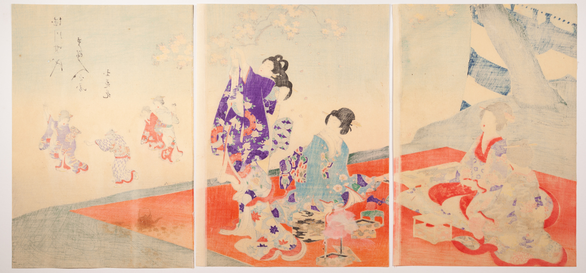 Chikanobu, Sakura, Original Japanese Woodblock Print - Image 2 of 2