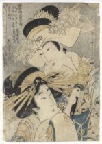 Utamaro, Courtesan, Original Japanese Woodblock Print