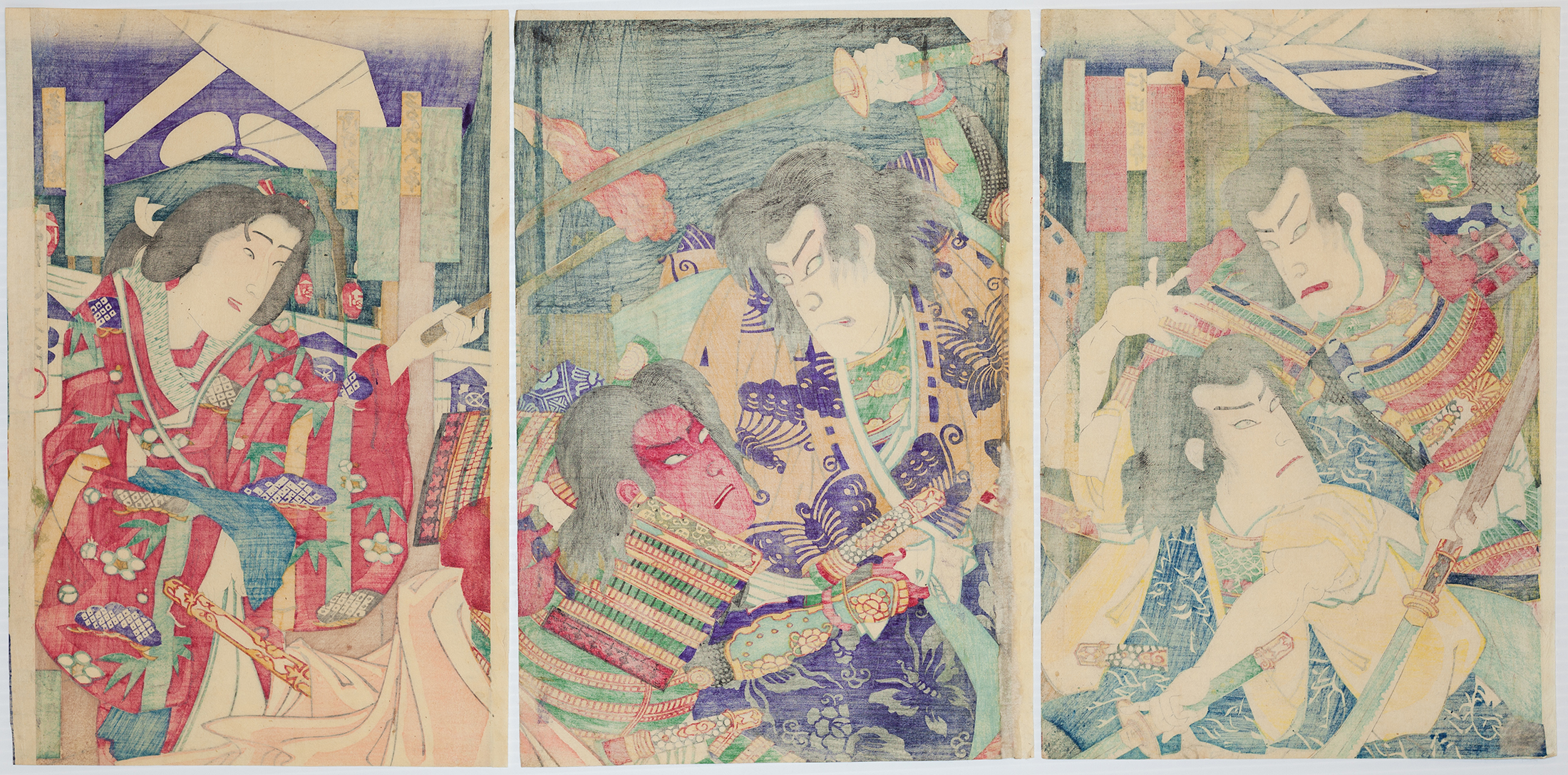 Chikanobu, Kabuki, Samurai, Japanese Woodblock Print - Image 2 of 2