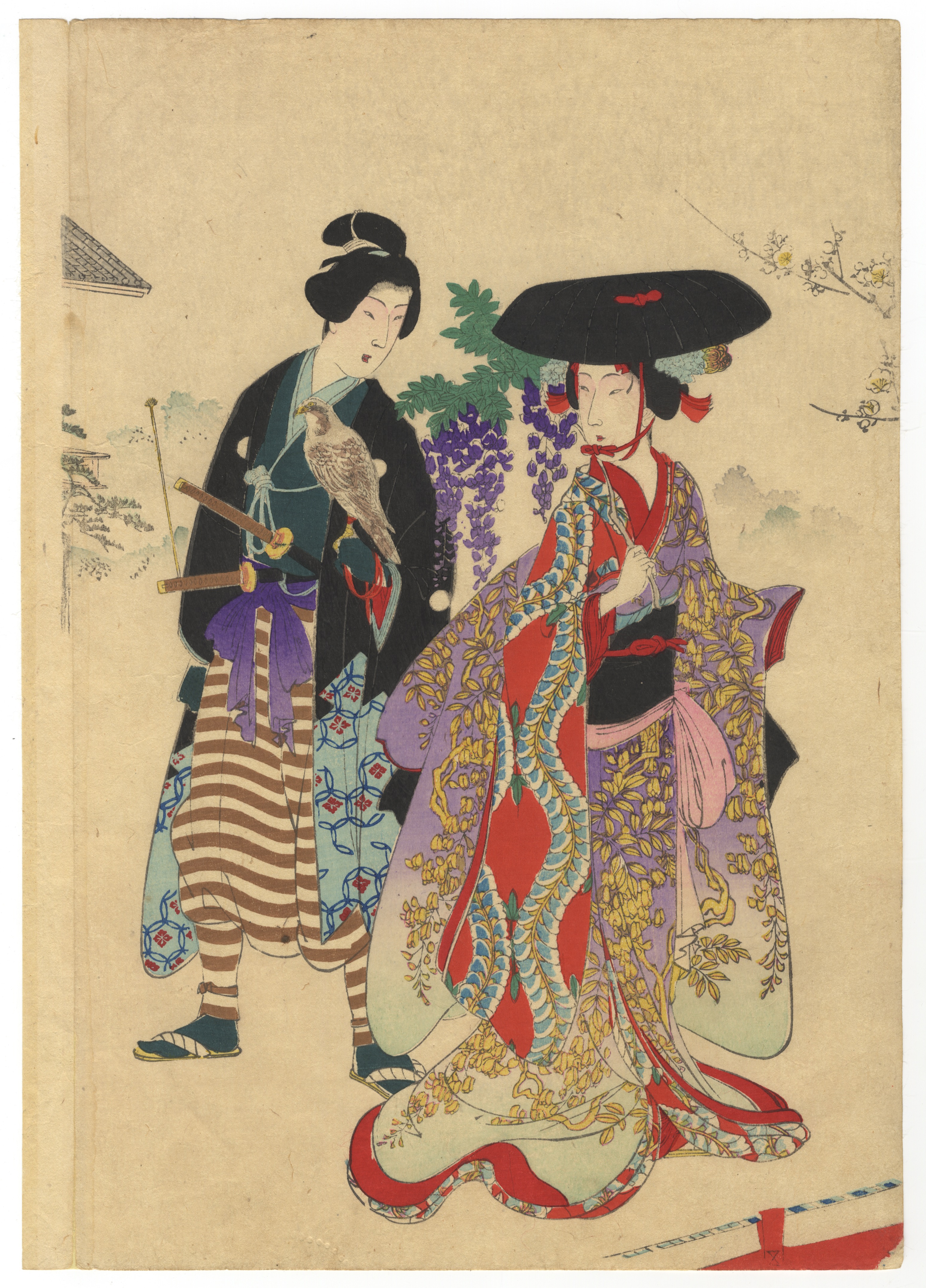 Chikanobu, First Horse Day, Japanese Woodblock Print - Image 4 of 7