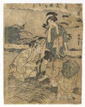 Choki Eishosai, Harvesting Crops, Japanese Woodblock Print