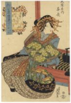 Eisen Keisai, Courtesan, Original Japanese Woodblock Print