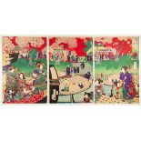 Yoshiiku, Hiroshige III, Sakura, Japanese Woodblock Print