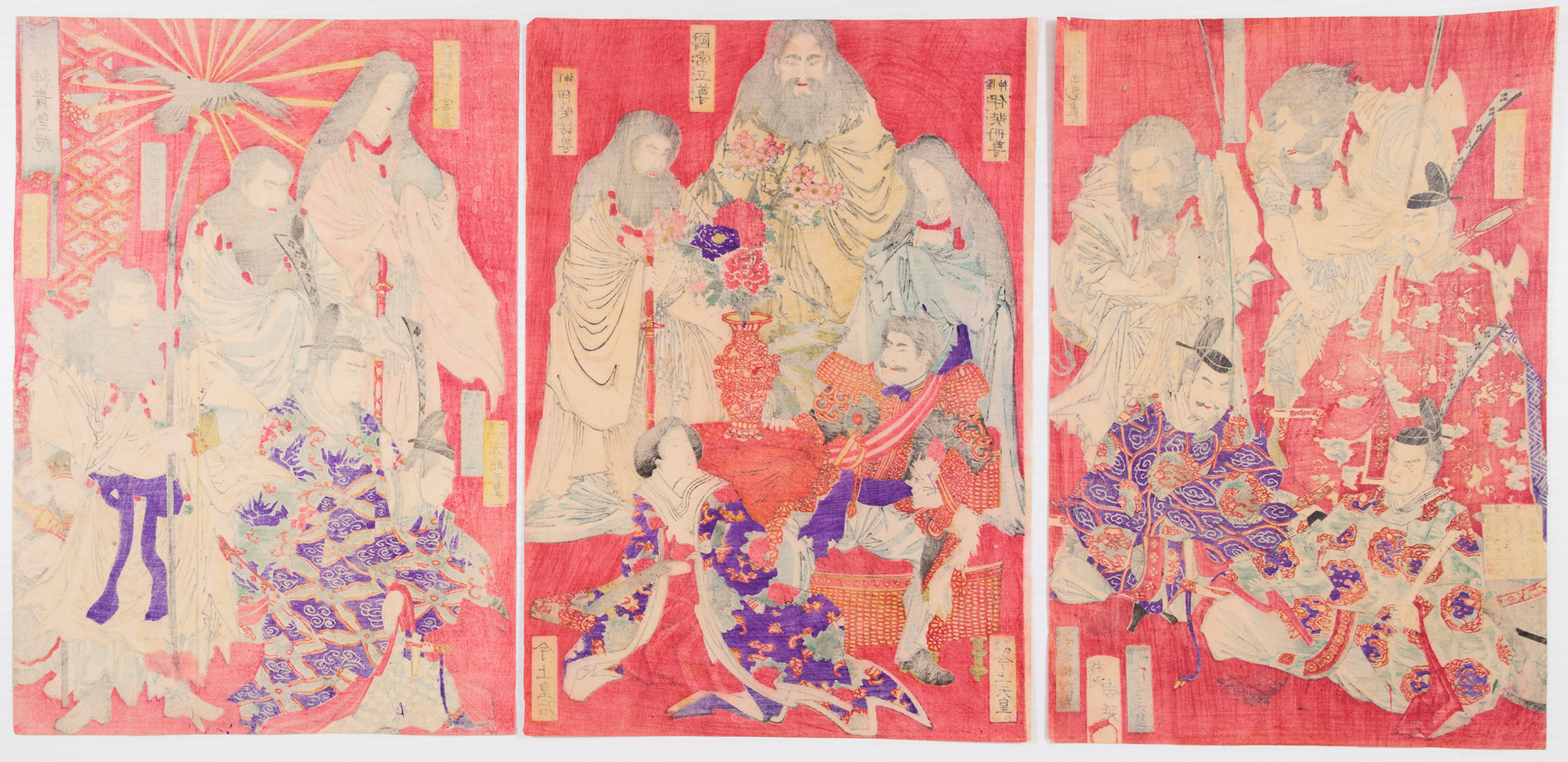 Chikanobu Yoshu, Emperors, Japanese Woodblock Print - Image 2 of 2