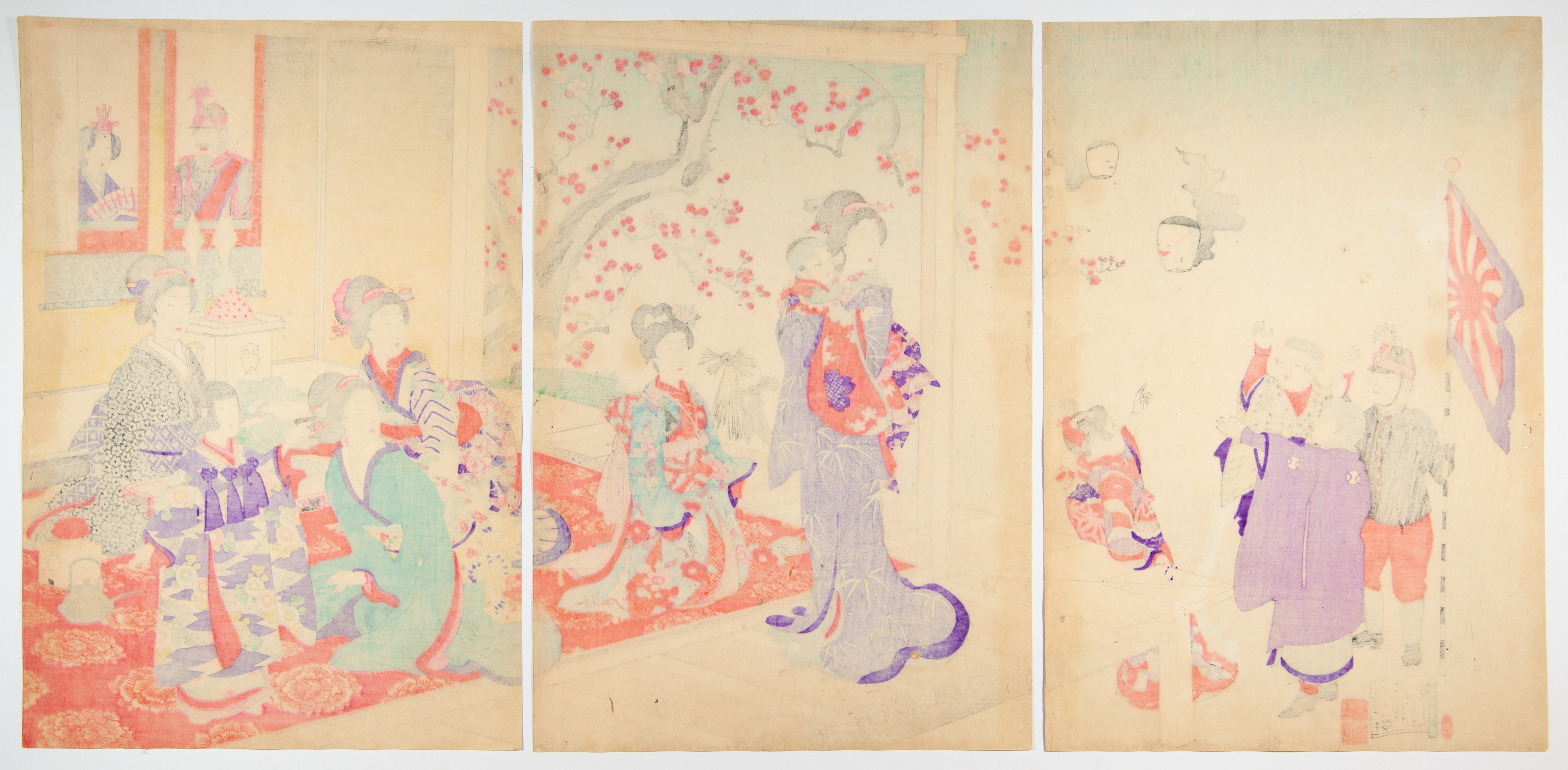Chikanobu, Court Ladies, Japanese Woodblock Print - Image 2 of 2