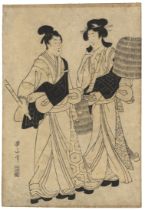 Eizan, Performers, Original Japanese Woodblock Print