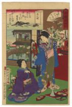 Chikanobu, Courtesans, Original Japanese Woodblock Print