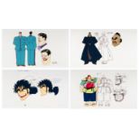 Set of 4 Sakigake Otokojuku Character Design Cels