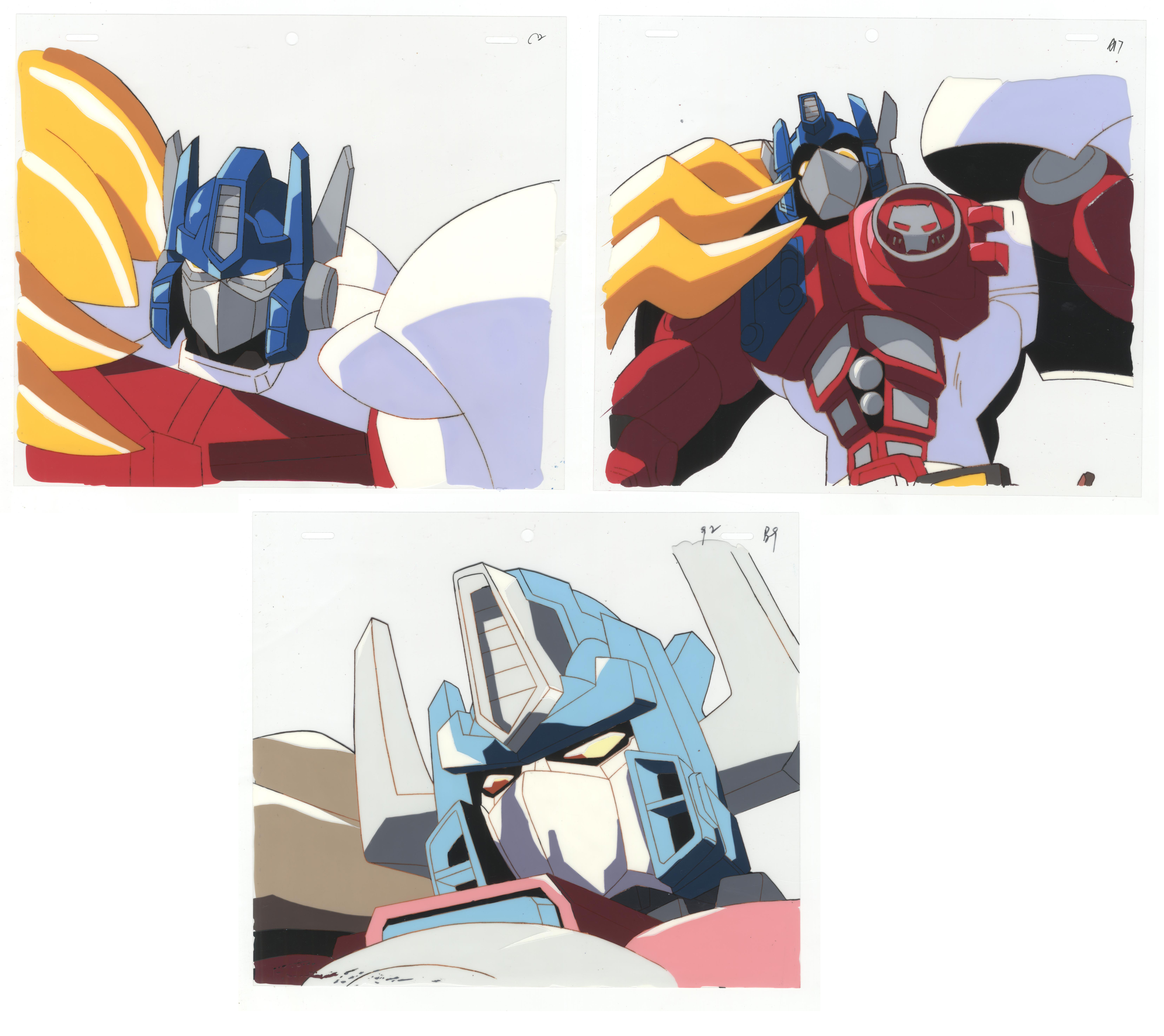 Set of 3 Transformers Japanese Anime Cels