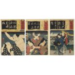 Toyokuni III, Set of 3, Original Japanese Woodblock Print