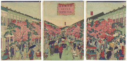 Hiroshige III Ginza in Tokyo, Japanese Woodblock Print