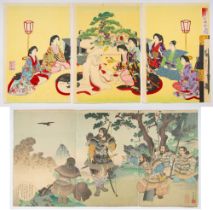 Chikanobu, Set of 2, Antique Japanese Woodblock Print