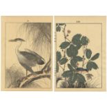Imao Keinen, Set of 2, Heron, Japanese Woodblock Print