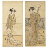 Katsukawa Shunko, Set of 2, Japanese Woodblock Print