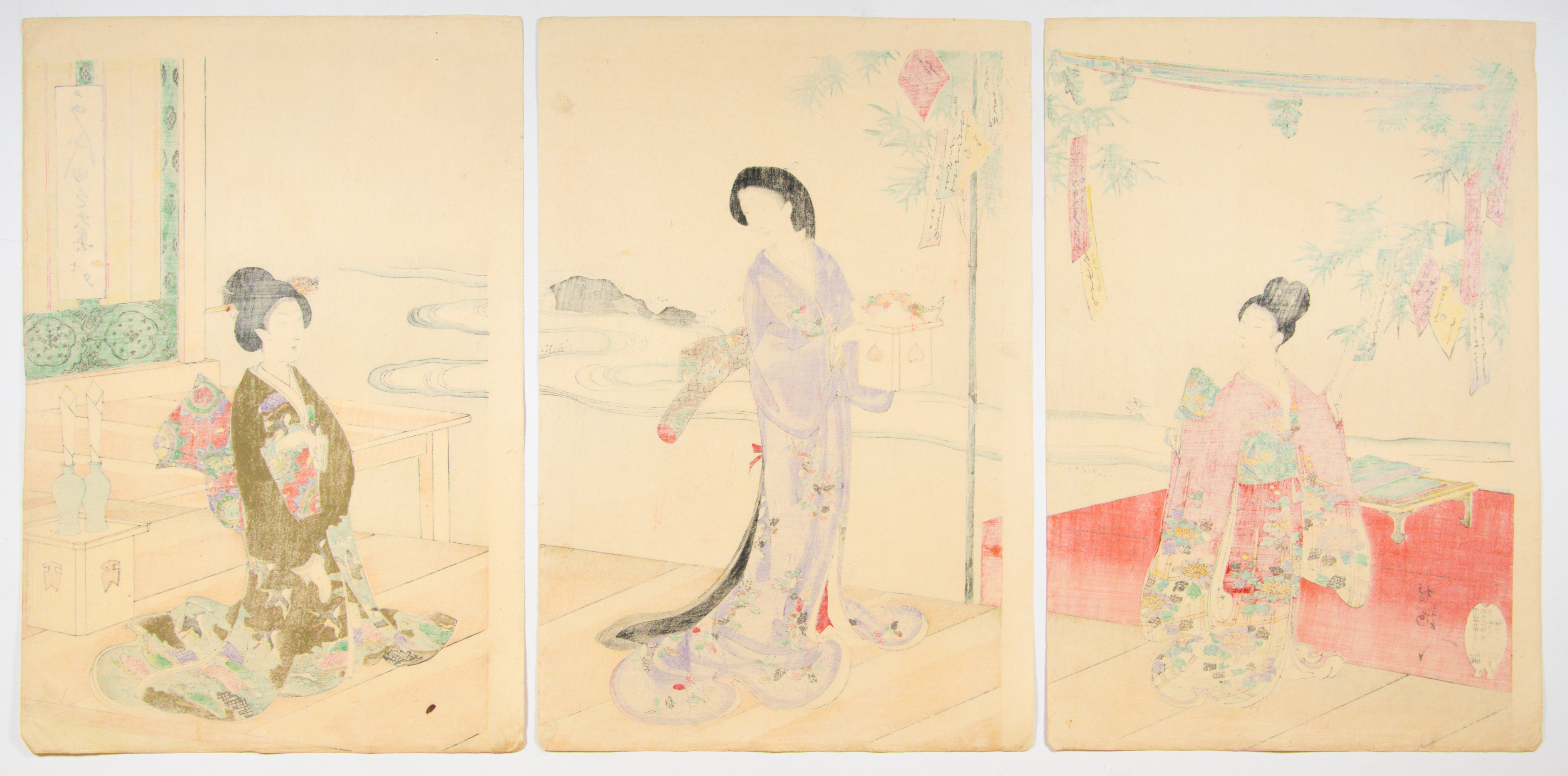 Chikanobu, Kimono, Set of 2, Japanese Woodblock Print - Image 5 of 5