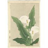 Shodo, Calla Lillies, Original Japenese Woodblock Print