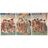 Toyokuni III, Procession, Japanese Woodblock Print