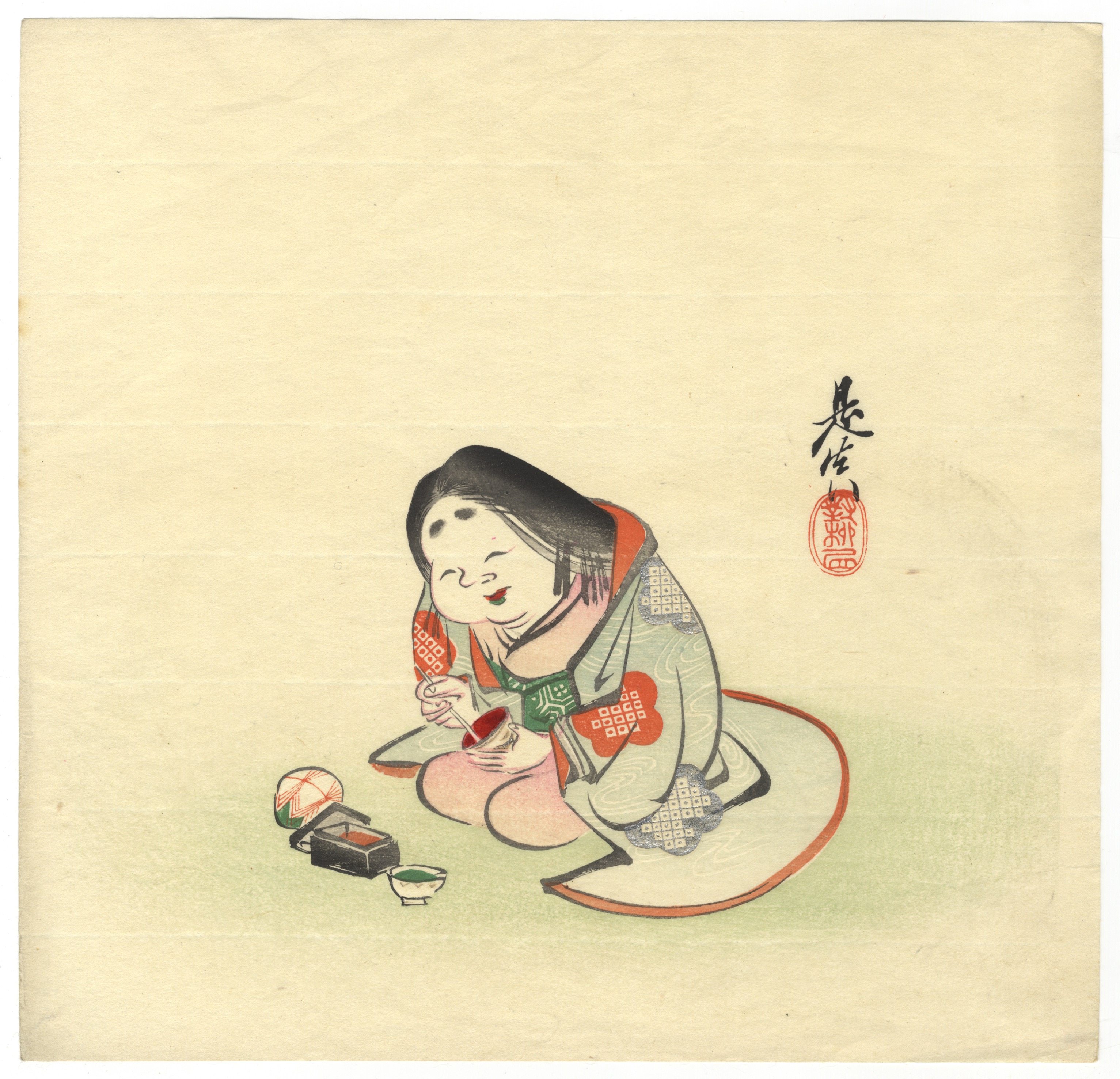 Zeshin Shibata, Okame, Japanese Woodblock Print