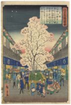 Hiroshige II, Yoshiwara, Edo, Japanese Woodblock Print