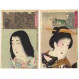 Chikanobu, Woman, Set of 2, Japanese Woodblock Print