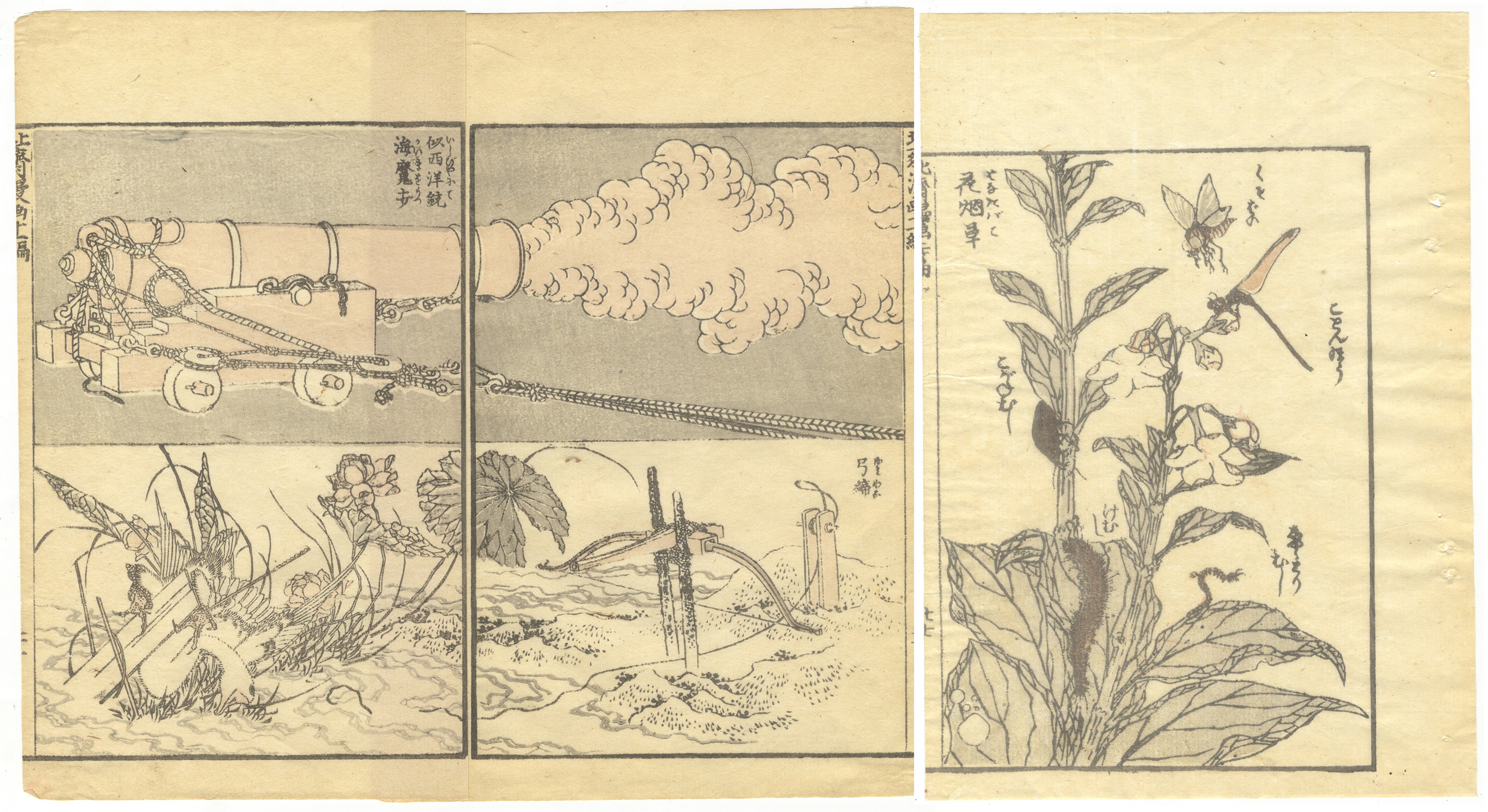 Hokusai, Set of 2, Manga, Japanese Woodblock Print