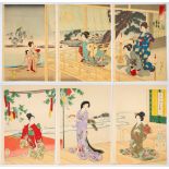 Chikanobu, Kimono, Set of 2, Japanese Woodblock Print