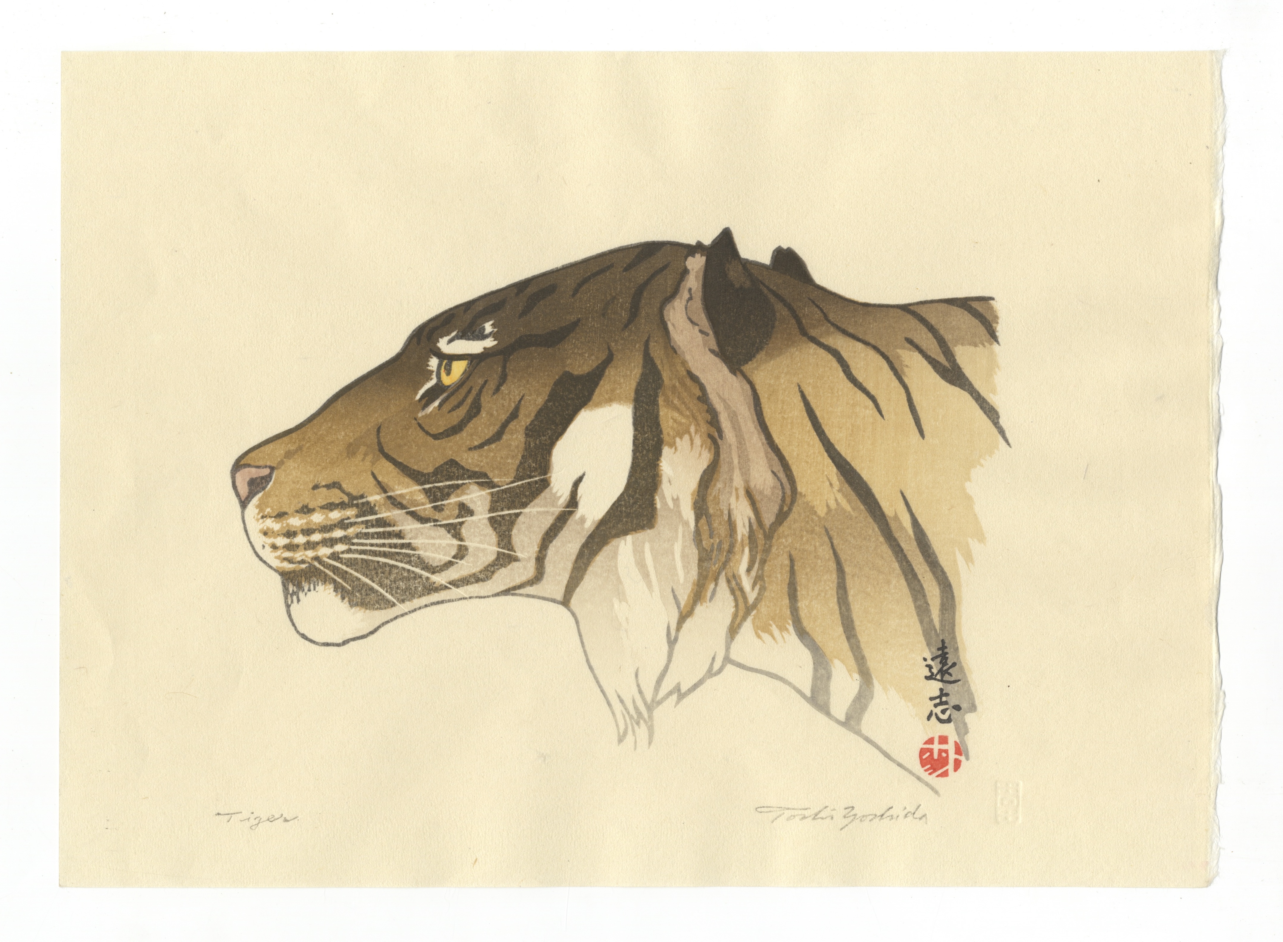 Toshi Yoshida, Tiger, Original Japanese Woodblock Print