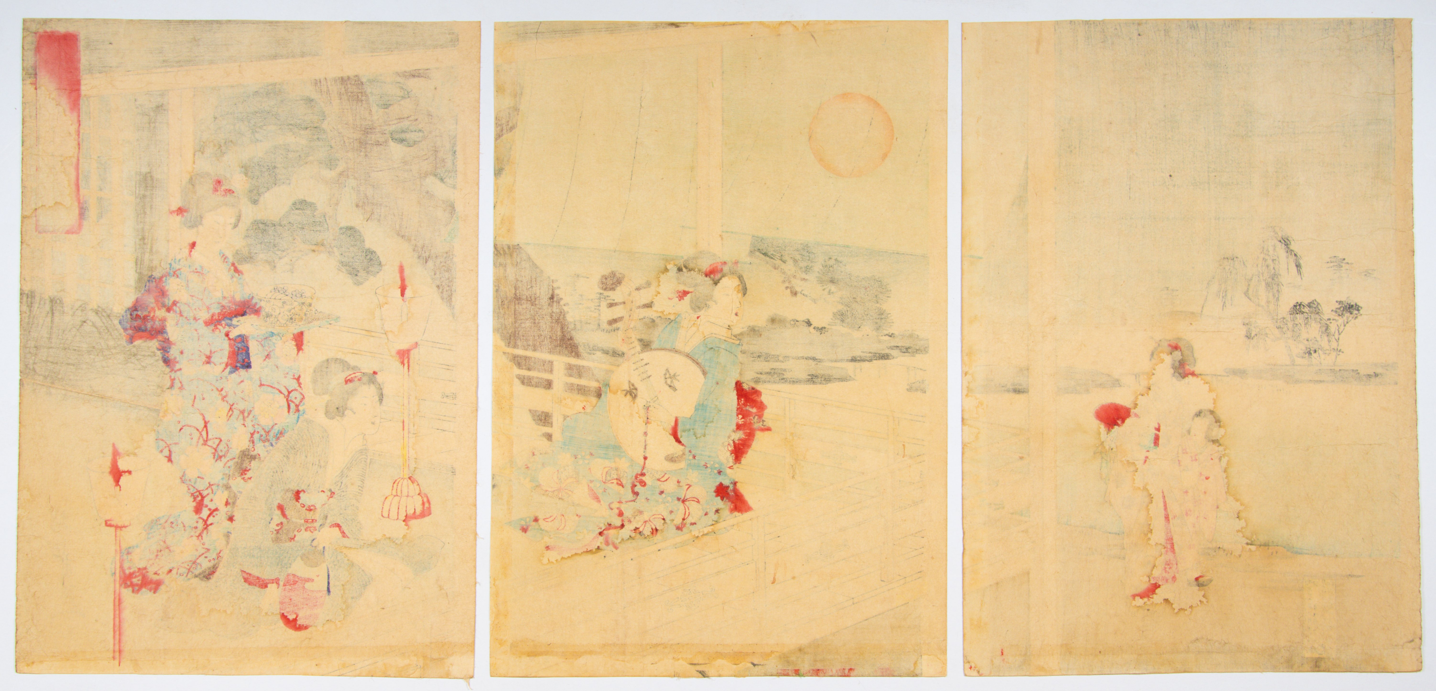 Chikanobu, Kimono, Set of 2, Japanese Woodblock Print - Image 3 of 5