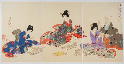 Chikanobu, Karuta Cards, Japanese Woodblock Print
