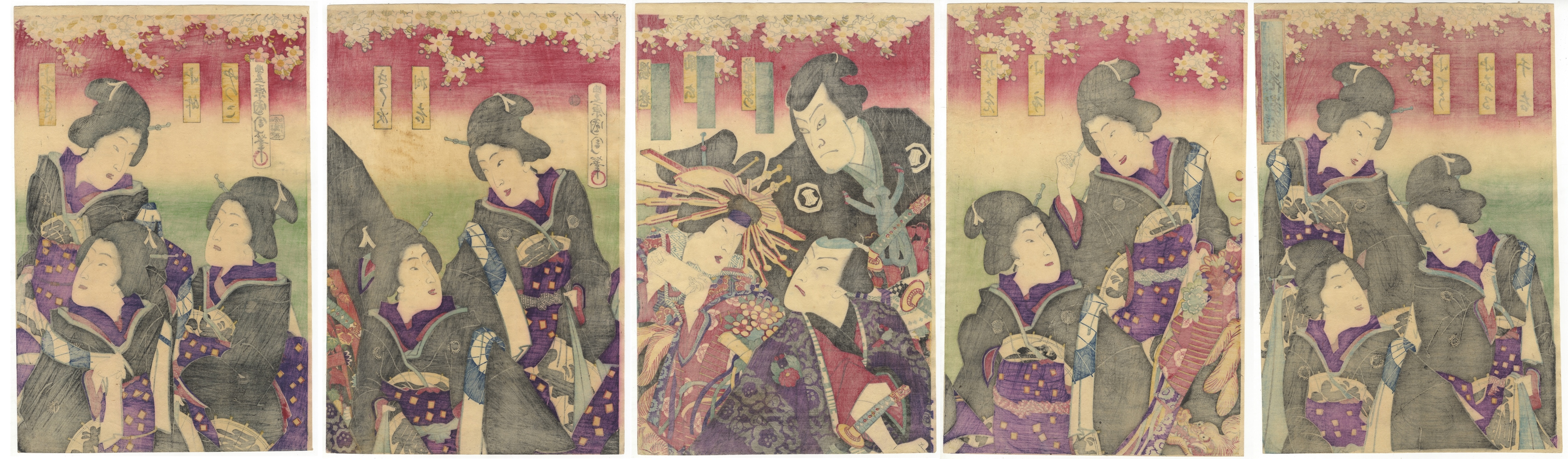 Kunichika, Geisha, Original Japanese Woodblock Print - Bild 2 aus 2
