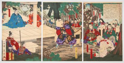 Toyonobu, Ataka Pass, Original Japanese Woodblock Print