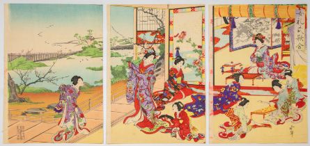 Kyosui Kawanabe, Poems, Japanese Woodblock Print