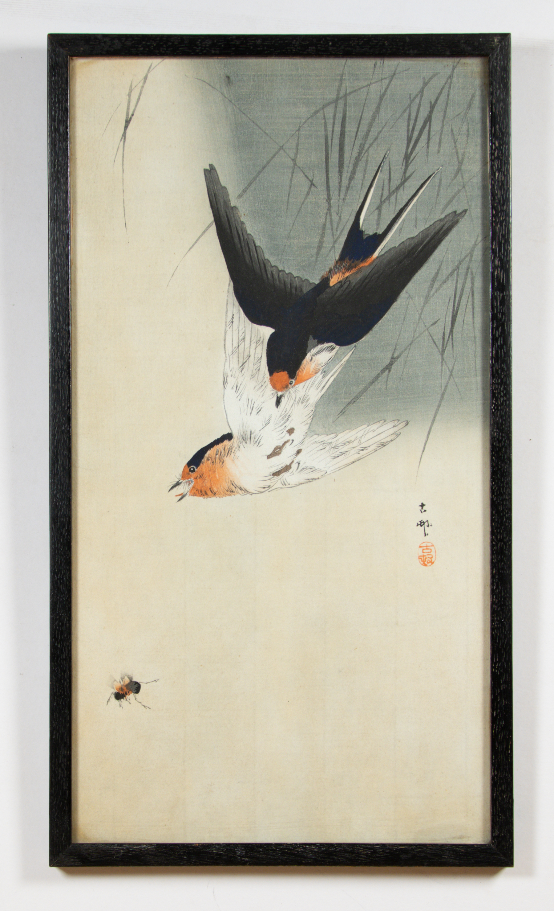 Koson Ohara, Swallows, Original Japanese Woodblock Print